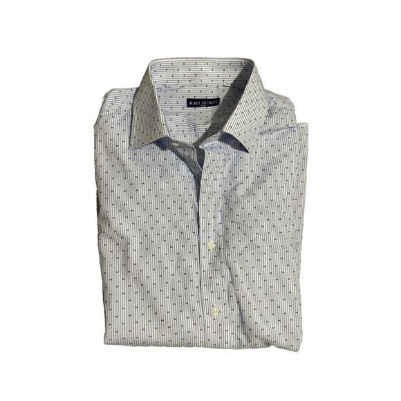 Rafi Ruben Roma Shirt Men’s Light Blue Striped Size 18 / 45” Sleeve Clean NWT - Picture 4 of 6